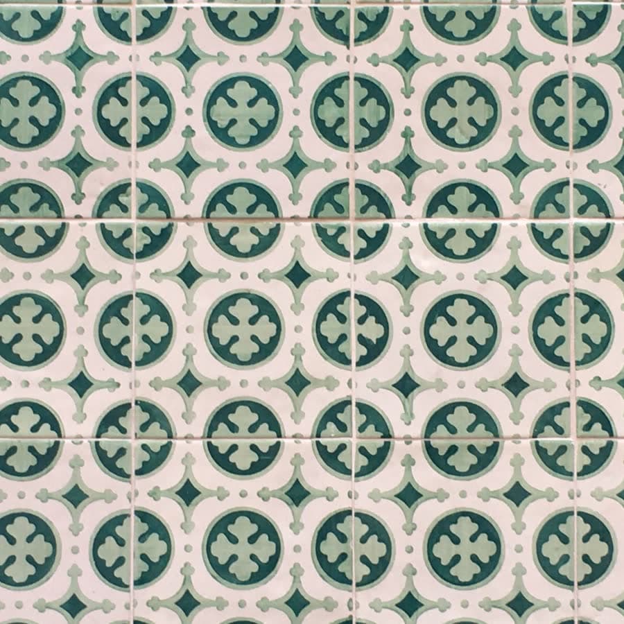 Green and white Portuguese tiles